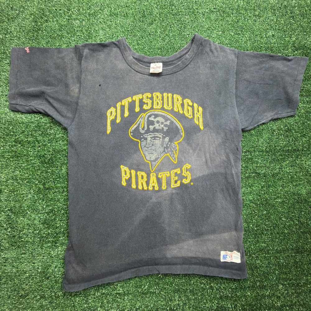 Vintage‎ Rawlings Pittsburgh Pirates MLB T-Shirt Mens Medium Faded Black 90s USA
